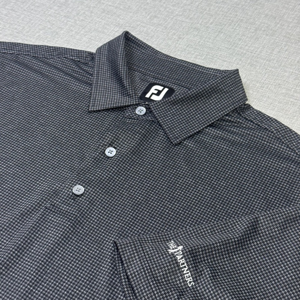 FootJoy Houndstooth Golf Polo Shirt Mens XL Gray Performance Moisture Wicking